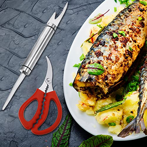 Queen King 3Pcs Shrimp Deveiner Tool, 2Pcs 5 In 1 Multifunctional Shrimp Fish Knife With 1Pcs Scissors Stainless Steel Shrimp Peeler, Fish Scale Remover, Kitchen Fish And Shrimp Cleaner #TOP6