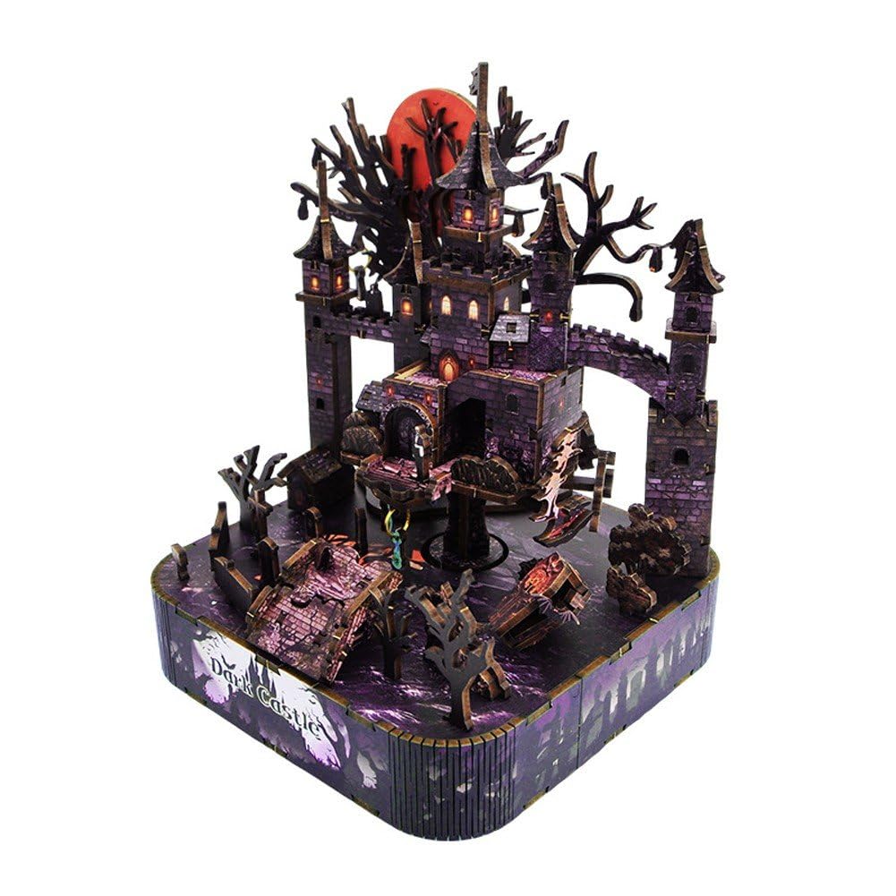 Carillon in Legno Fai Te, Puzzle 3D in Legno per Adulti, Modello di Carillon a Tema Halloween, Kit di Costruzione Fai Te, Artigianato, Regalo