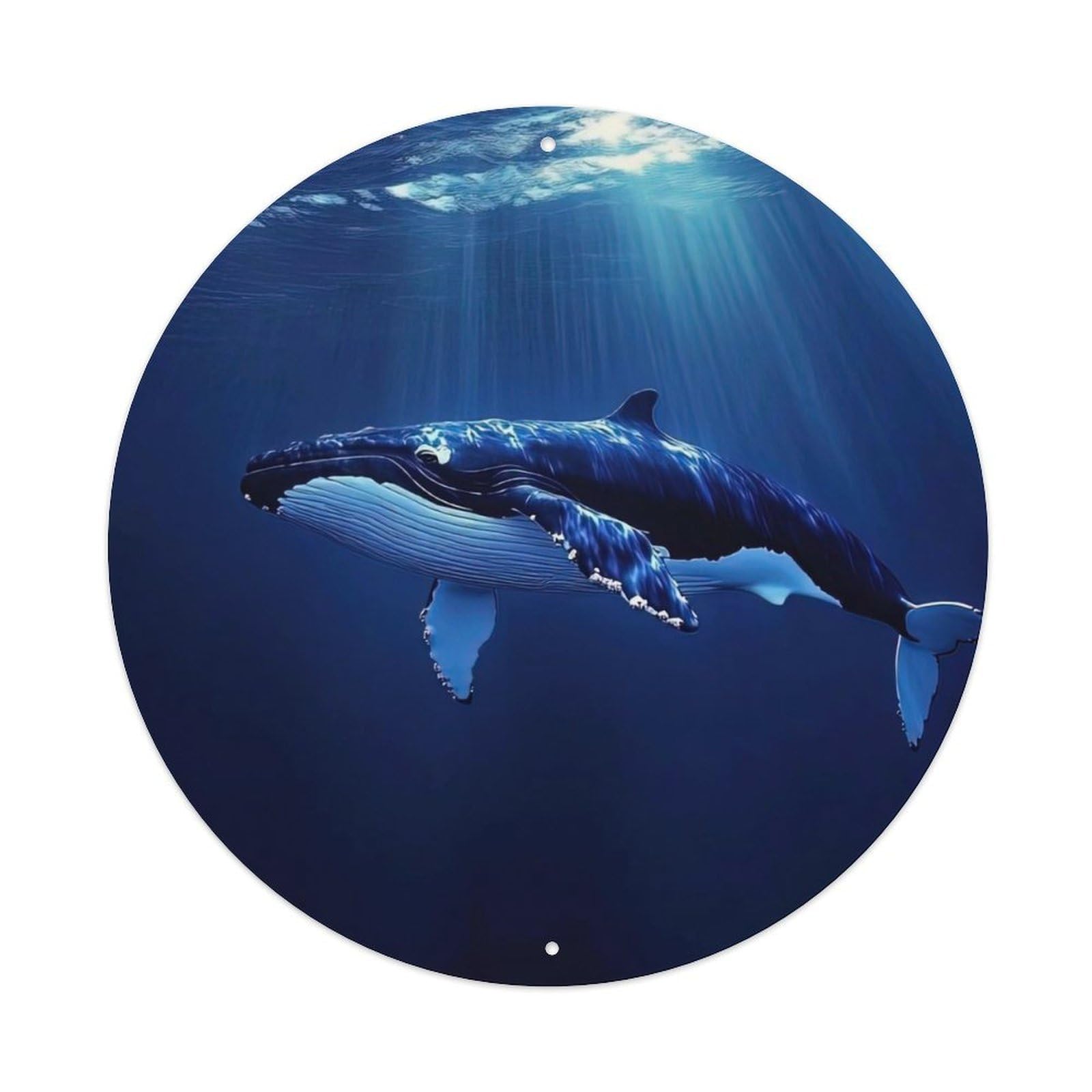 Cwbufd Vintage Style Marine Animals Humpback Whale Deep Ocean Blue Underwater Scene Vintage Metal Tin Sign Plaque Wall Decor For Cafe, Club Bar, Office, Garden Metal Poster 8X8inch
