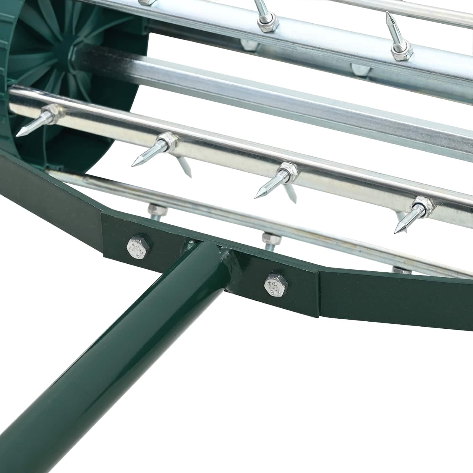 Mangloder - Rodillo de aire para césped con garras de ventilación de acero, 127,5 x 44 cm, manual para arrastrar y cuidar el jardín, mejora la ventilación del suelo y el contacto con las raíces en