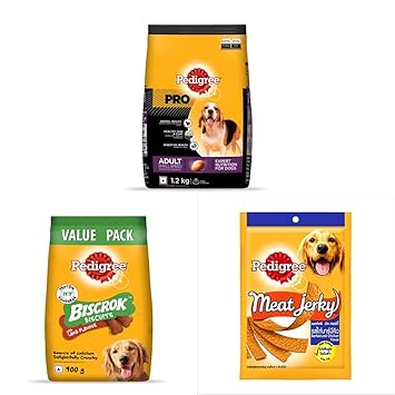 Pedigree PRO Expert Nutrition Dry Food for Small Breed Adult Dogs, 1.2kg & Biscrok Biscuits Treats, Lamb Flavour, 900g & Meat Jerky Treats for Dogs, Barbecued Chicken Flavour, 80g