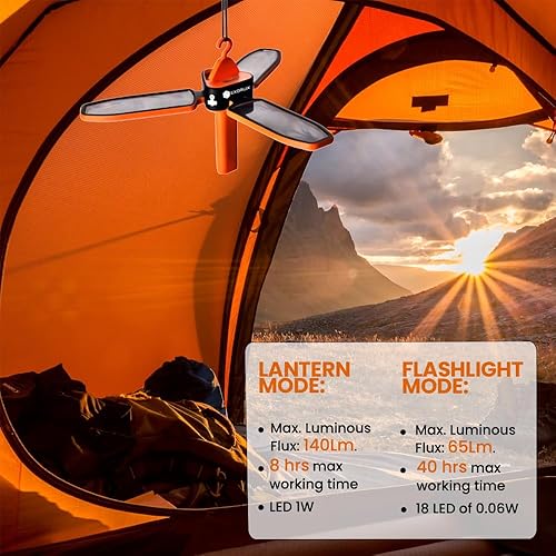 Miniatura 3 de Linterna solar 3 en 1 para acampar, linterna de emergencia LED plegable estilo trébol, linterna solar recargable rápida USB para cortes de energía,