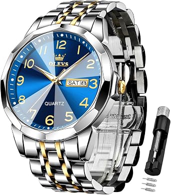 OLEVS Watch for Men Simple Business Dress Analog Stainless Steel Waterproof Luminous Date Easy Read Men Wrsit Watch