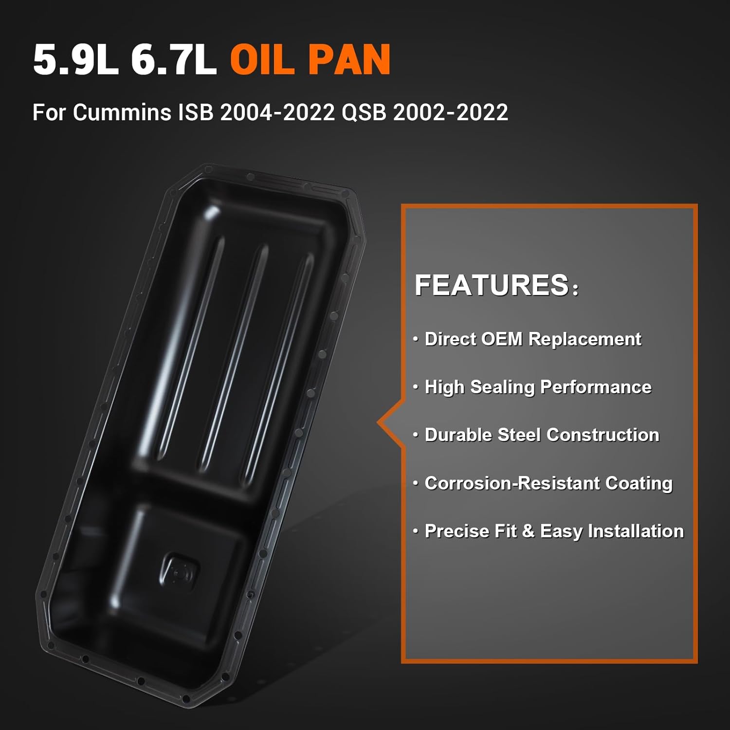5.9L 6.7L Oil Pan Compatible with Cummins ISB 2004-2022 Cummins QSB 2002-2022 Replace# 3958209 2853460 CMP06A