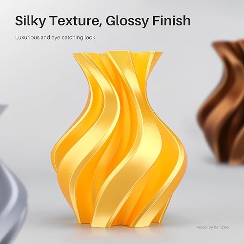 Vista 42 de ELEGOO- Filamento PLA de seda de 1.75 mm (4/64 pulgadas), color gris plateado, precisión dimensional del filamento de +/- 0.02 mm, carrete de Seda