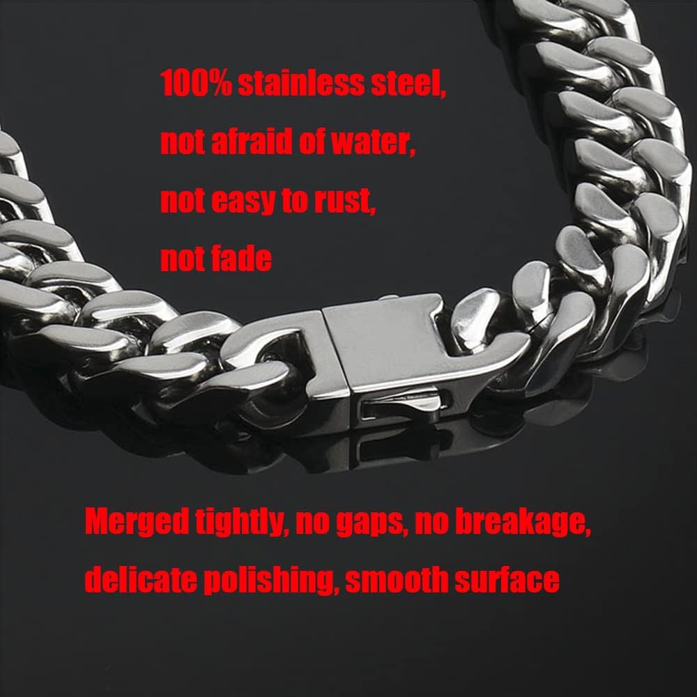 316L Stainless Steel Men Necklace Cuban Chain Links with Gift Box - Image 3