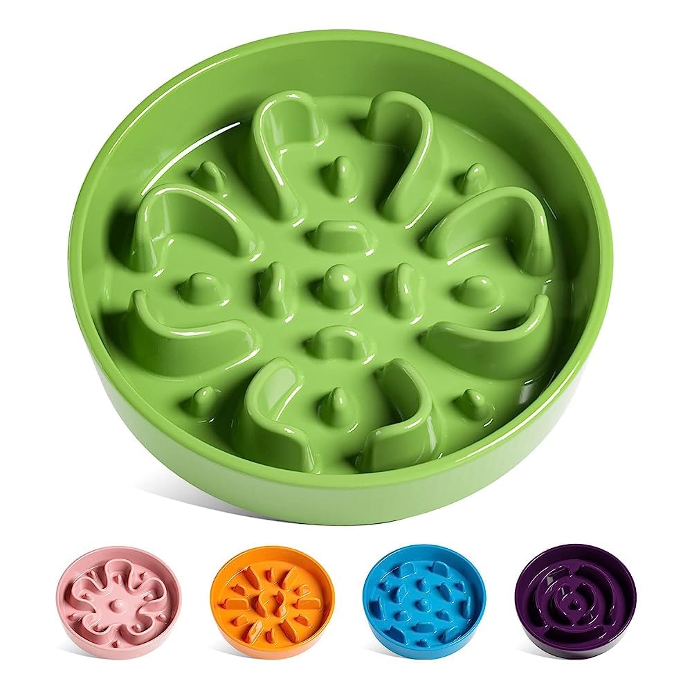 LE TAUCI Slow Feeder Dog Bowls Ceramic, 3 Cups Slow Feeding Dog Bowl Medium Large Breed, Pet Bowl for Fast Eaters, Puzzle Pet Dishes,Clover Green — image 1