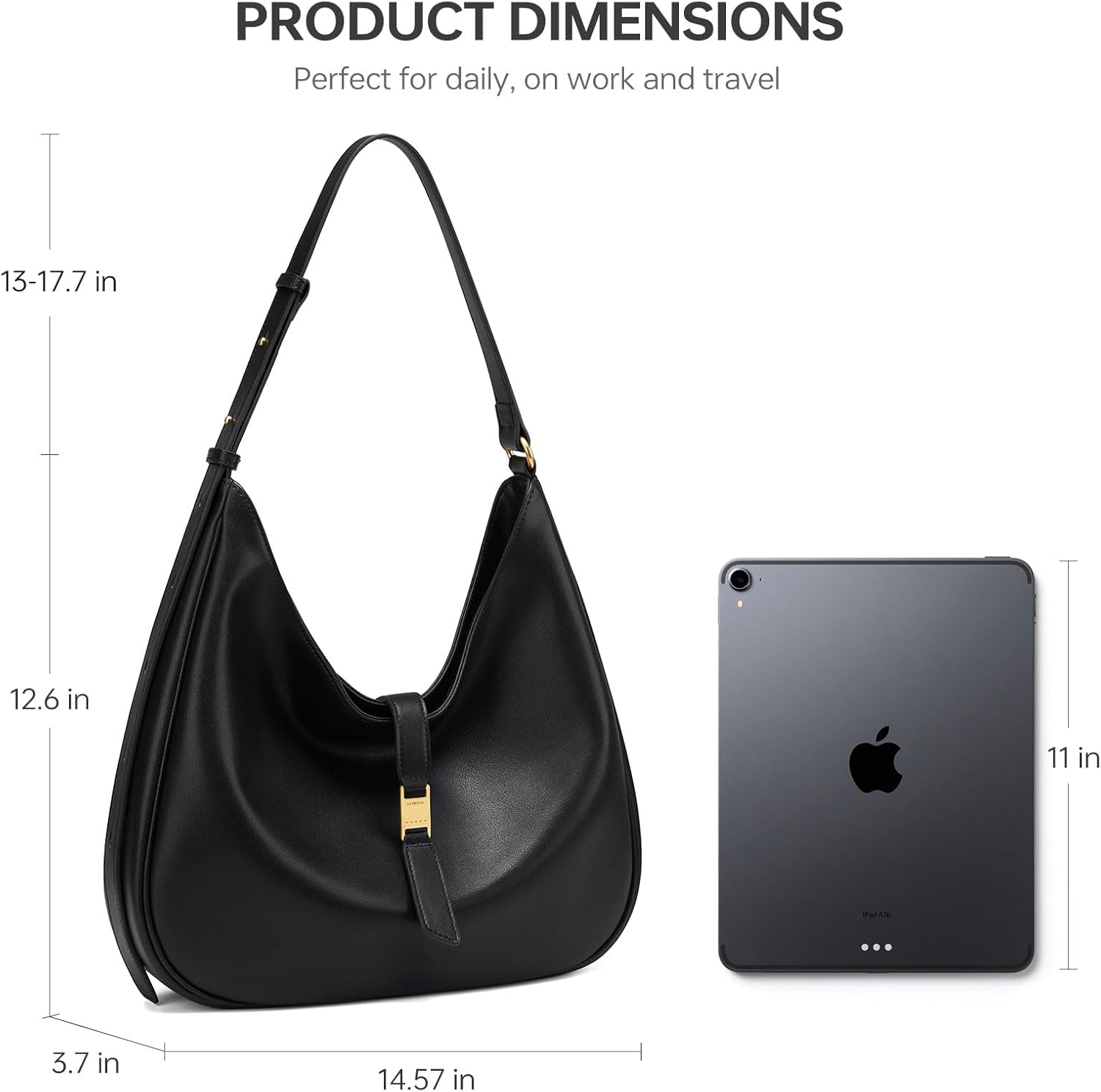 LA FESTIN Genuine Leather Hobo Bags for Women, Real Leather Tote Handbag Shoulder Satchel Purse for Dating - Image 4