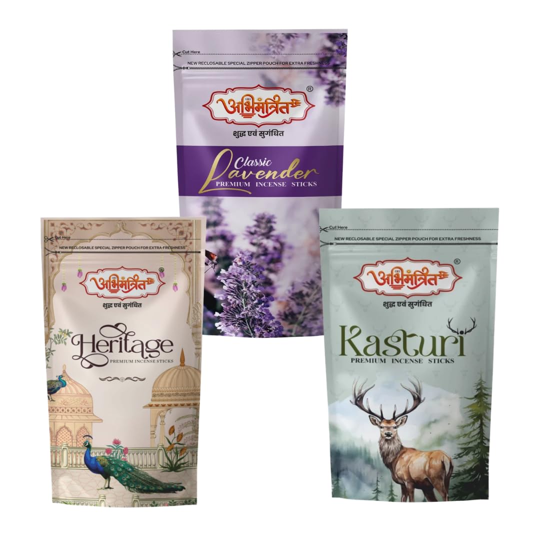 3 IN 1 COMBO-3 AGARBATTI PREMIUM WHITE INCENSE STICKS LAVENDER,HERITAGE,KASTURI-picture-20
