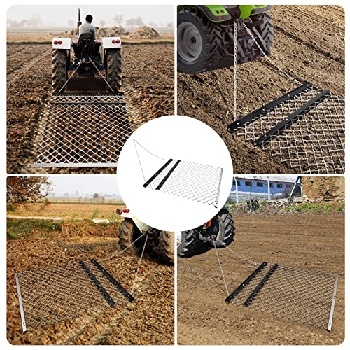 TMEE 4' x 5'ATV Drag Harrow,UTV Tractor Attachment,Chain Harrow for Landscape Leveling or Sod Prepping,Durable Harrow Rake for Gravel Driveway, Farm Field Garden Black by TMEE - Used condition - Image 7