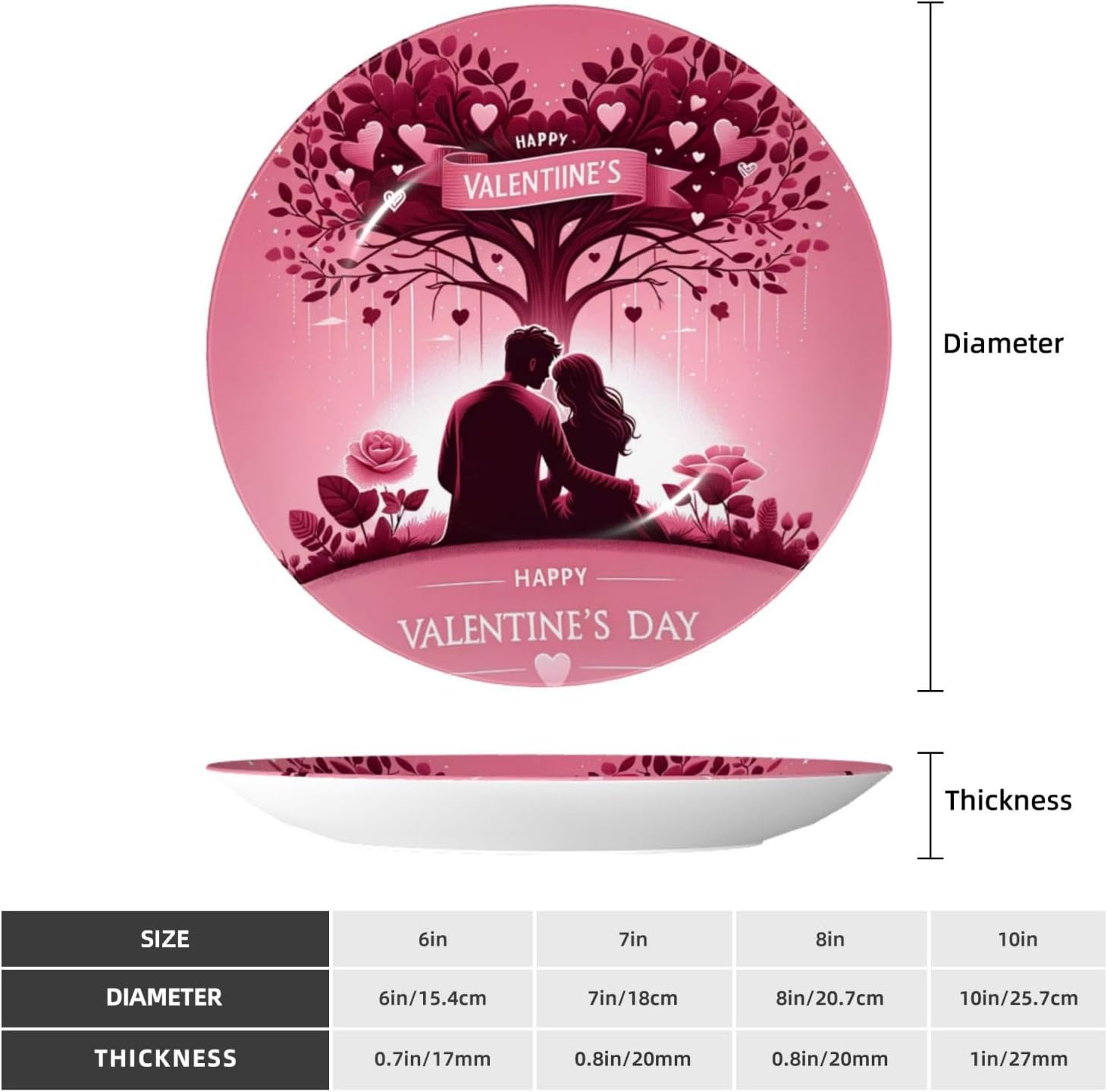 Valentine'S-Love 10 Inch Decorative Plate With Stand, Elegant Display Wall Plate For Home Decor