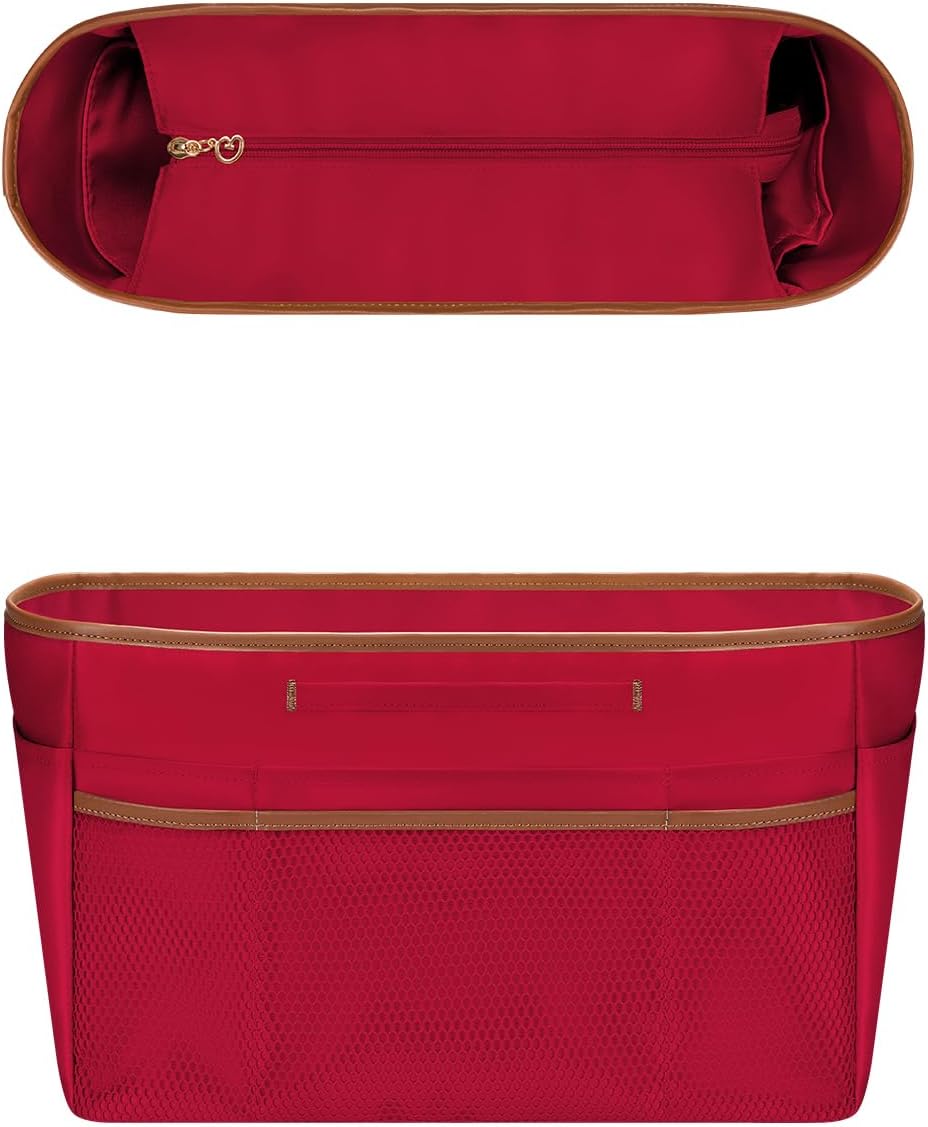 GIVLEFLY Extra Large Purse Organizer Insert for Tote Bag, Lightweight Handbag Organizer with Multiple Pockets, Structured Bag Insert,Red