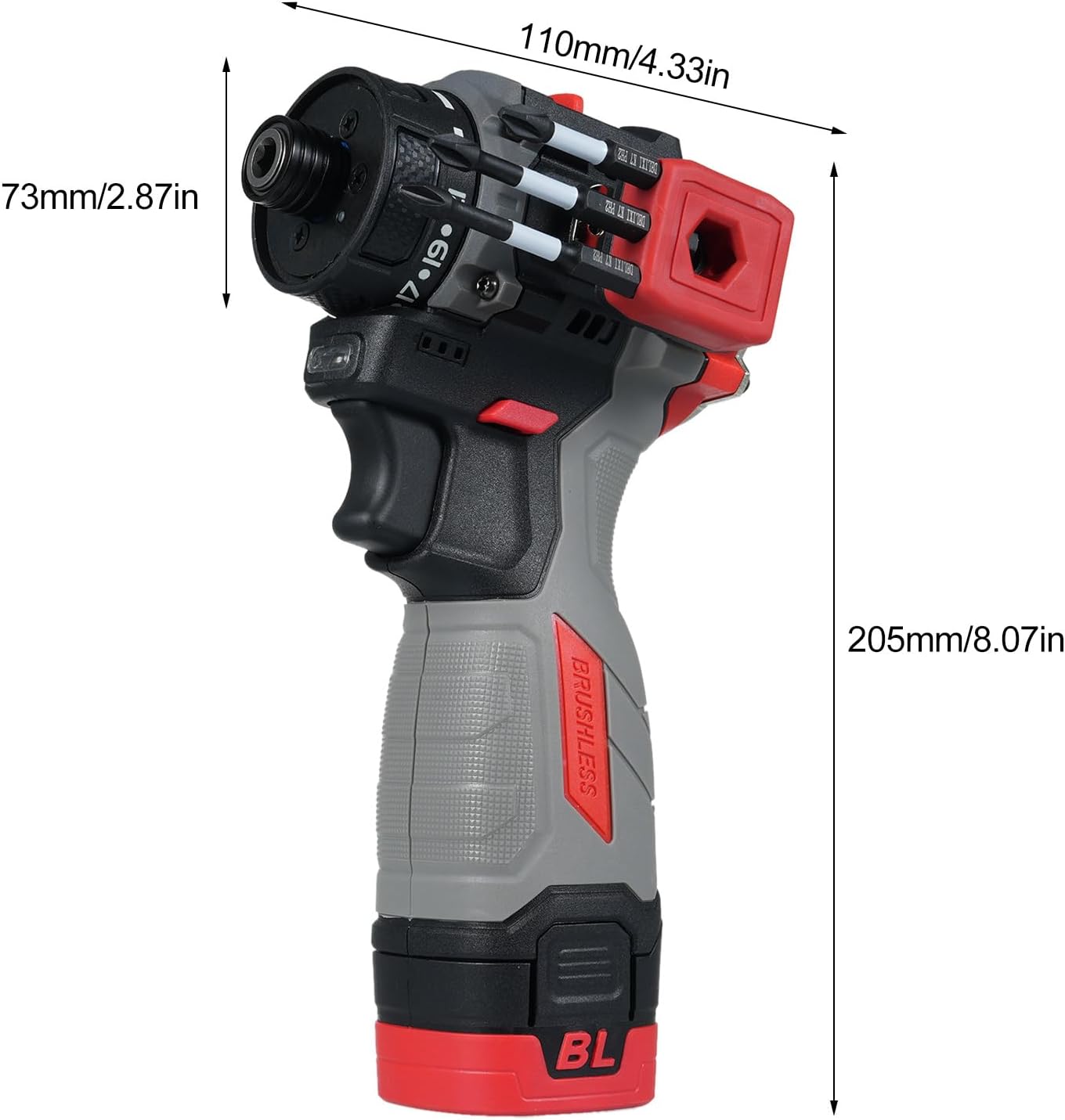 16.8V Brushless Power Screwdriver + Hammer 45Nm 1600RPM Lithium Screwdriver Kit Electric Screw Driver with Torque Adjustable 2 Speed Control for Wood PVC ABS