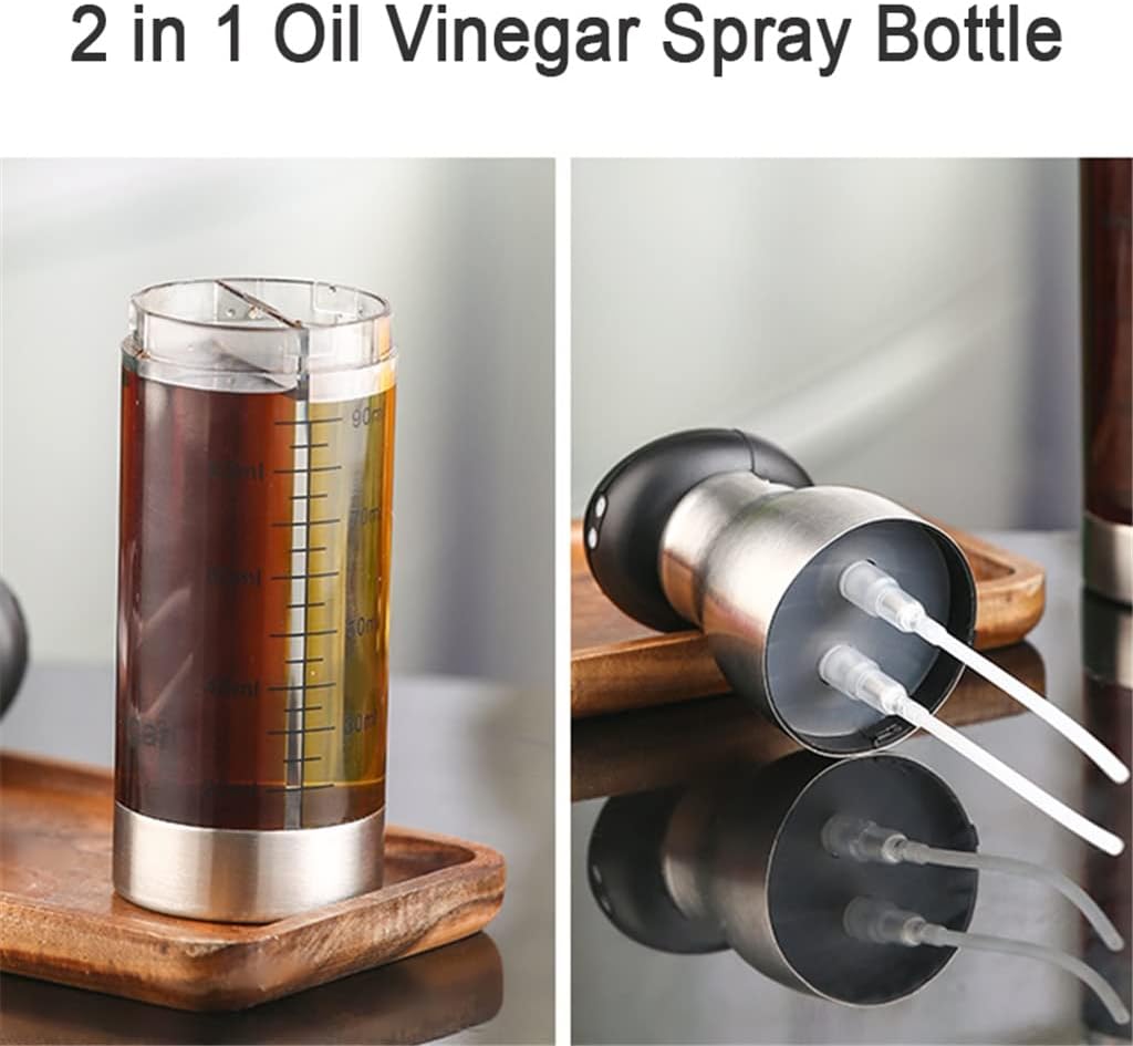 2 in 1 Vinegar Oil Sprayer Bottle Gravy Boats Spray Pot BBQ Baking Cooking Seasoning Dispenser Kitchen Tools