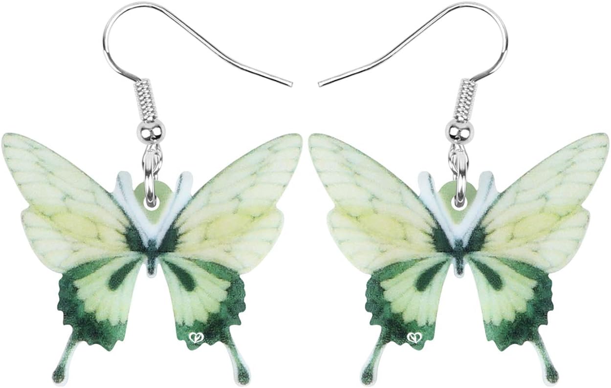 Bonsny Drop Dangle Floral Butterfly Earrings Fashion Insect Jewelry For Women Gift