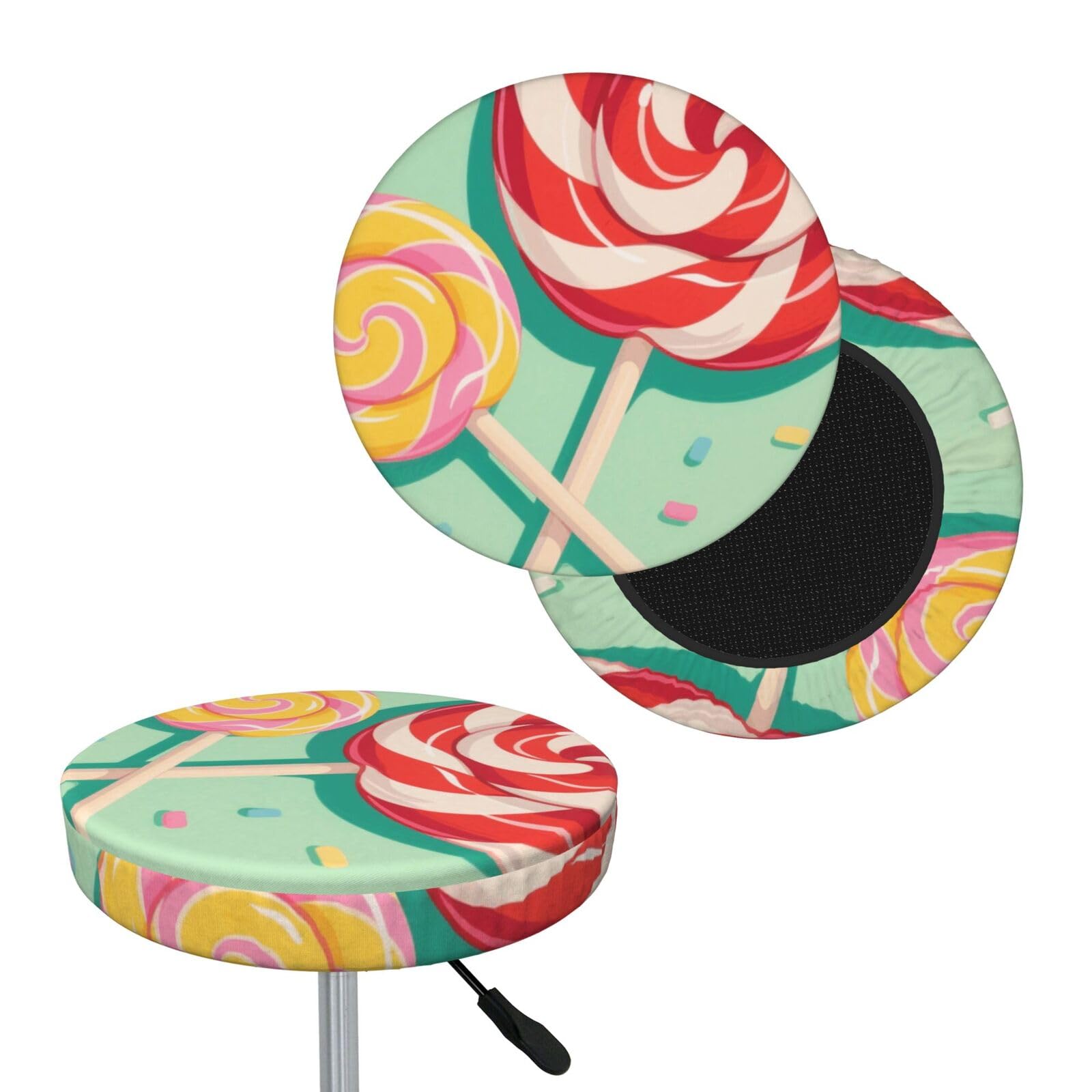 FekiLoot Lollipop Round Bar Stool Covers Stretch Washable Bar Stool Covers Dustproof Slipcover Bar Chair Covers with Elastic Band for Bar Kitchen Living Room Decor 12 Inch