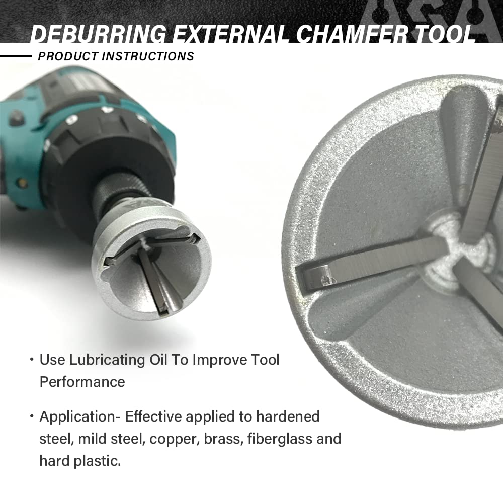 ASA Tools Deburring External Chamfer Tool, with HSS Blade, Deburring Drill Bit, Remove Burr Tools Quick Release Shank Fits for 1/8"-3/4"(3mm-19mm)