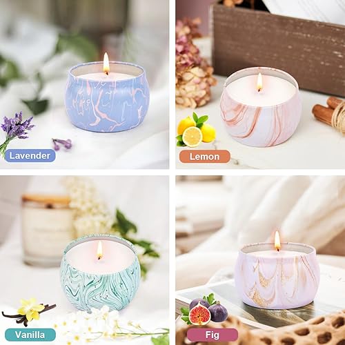Miniatura 2 de Velas de soja para mujeres, juego de velas de aromaterapia, paquete de 4 velas de higos de 4.4 onzas de lavanda, vainilla y limón para el hogar,