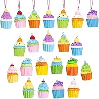 15pcs Pastel Christmas Cupcake & Candy Cane Ornaments - Polymer Clay Peppermint Hanging Decor for Xmas Tree & Parties