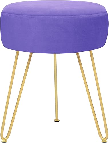 Miniatura 10 de GERANT Taburetes de tocador multifuncionales – Taburete otomano redondo de terciopelo moderno – Taburete tapizado – Taburete de mesa auxiliar con