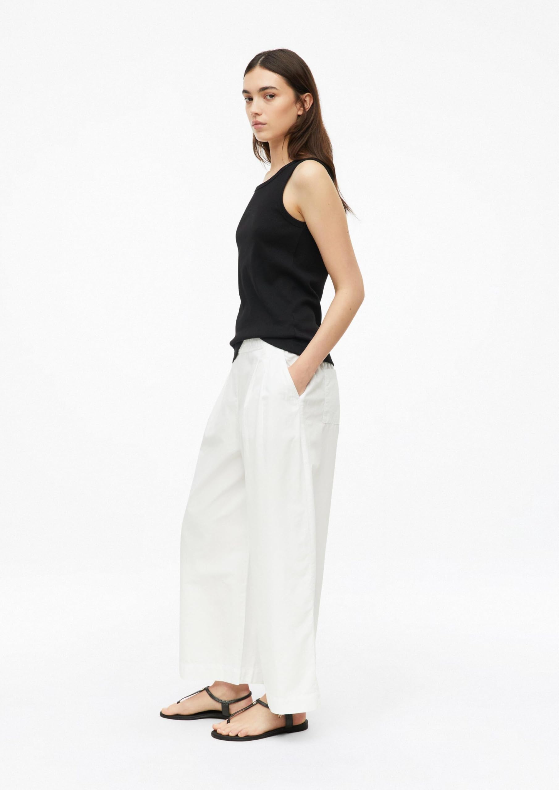 s.Oliver Damen Culotte – Mid Rise, Wide Leg, Popeline, Uni, mit Falten und Taschen
