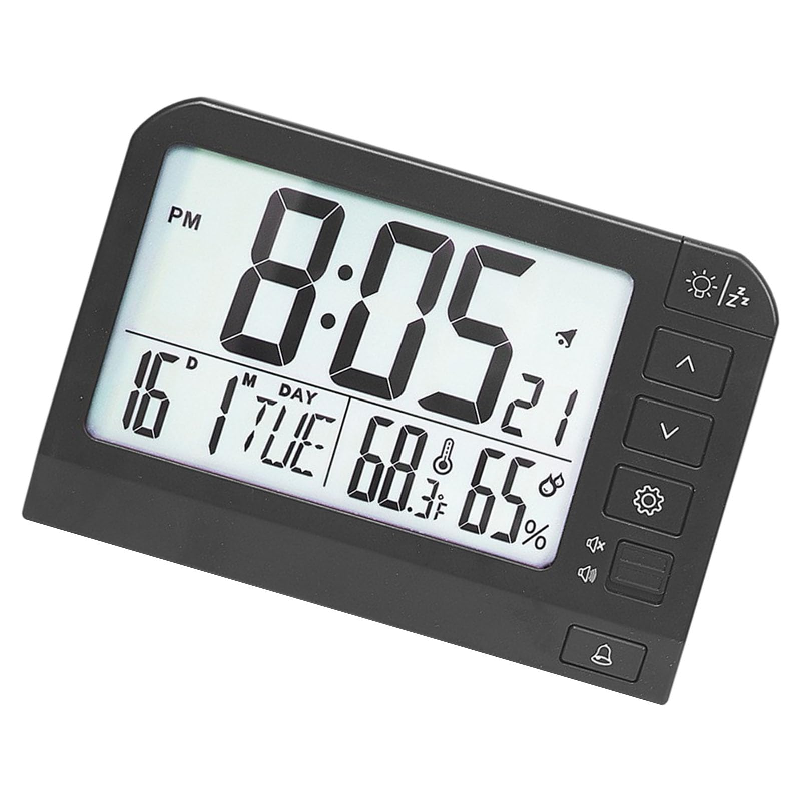 Elnwnnkc Quiet Operations Large Screen LCD Digital Clock with Alarm Backlight Temperature Desk Clock for Home and Setting Auto Illuminating LCD Screen