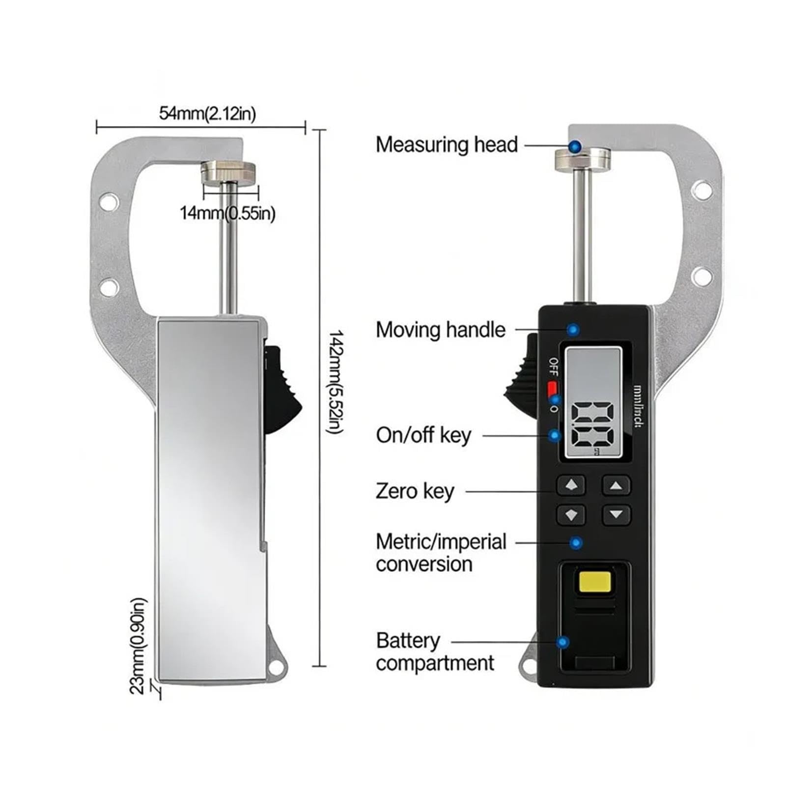 Pied à coulisse numérique électronique horizontal, jauge d'épaisseur LCD 0-25mm pour outil de mesure de pierres précieuses de bijoux Efficacité