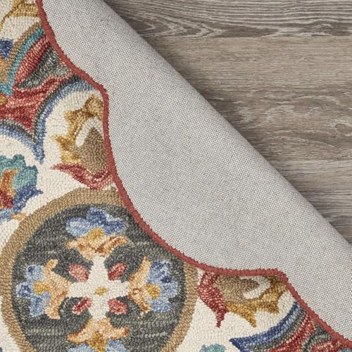 Image of Sifa Carpet Traditional Floral Round Area Rug - Hand-Tufted New Zealand Wool Circular Carpet for Dining Room & Bedroom Weight -6 Pund, Size-3x3 Feet (36x36 Inch Round)