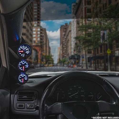 Miniatura 2 de GlowShift Cápsula negra de triple pilar compatible con Volkswagen VW Jetta 1999-2005  Plástico ABS  monta (3) medidores de 2-116 pulgadas (2.047 in)