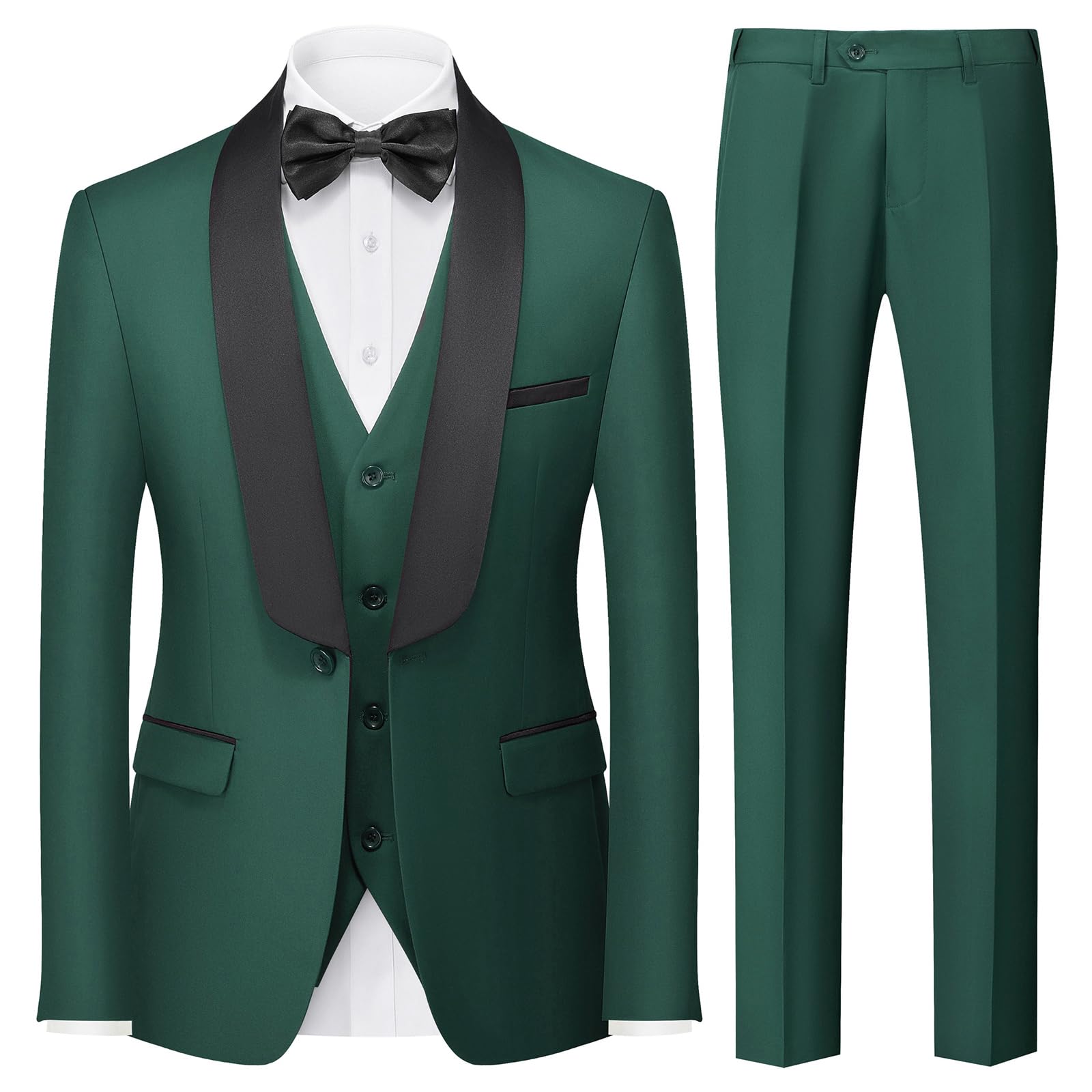 KUDORO Anzüge Herren Anzüge Slim Fit 3 Teilig EIN Knöpfe Sakko Weste Hose | Herrenanzüge 3-Teilig für Ball Hochzeit Business Party