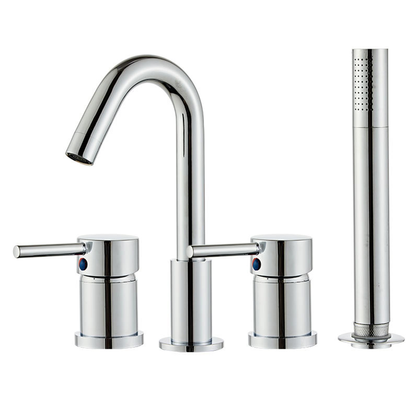 ZQFHSX Chrome Bathtub Hand Shower Tap Set Bathroom 4 Hole Tub Mixer Faucets Bath LWX