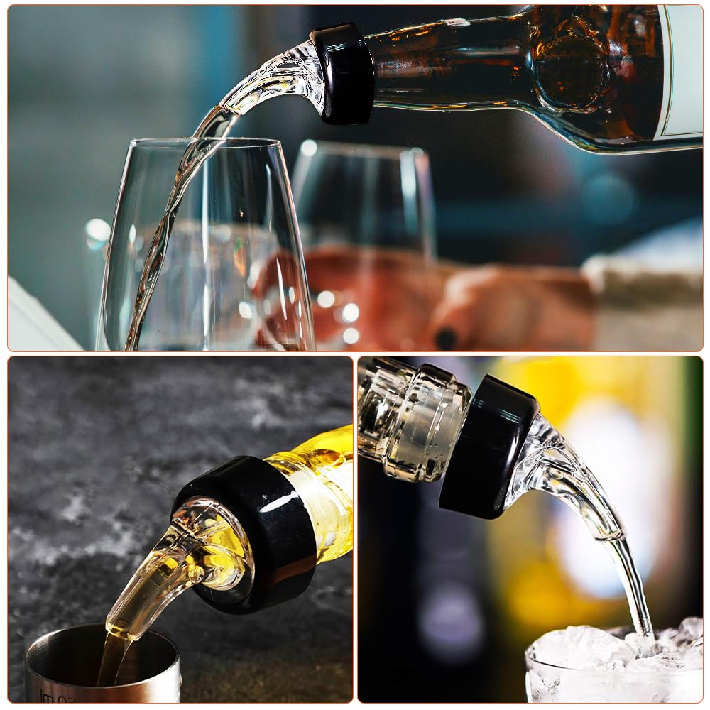 12 Versatori In Acciaio Inox Per Bottiglie | Beccuccio Con Foro D'Aria Per Vino, Olio - Nero - Foto 7