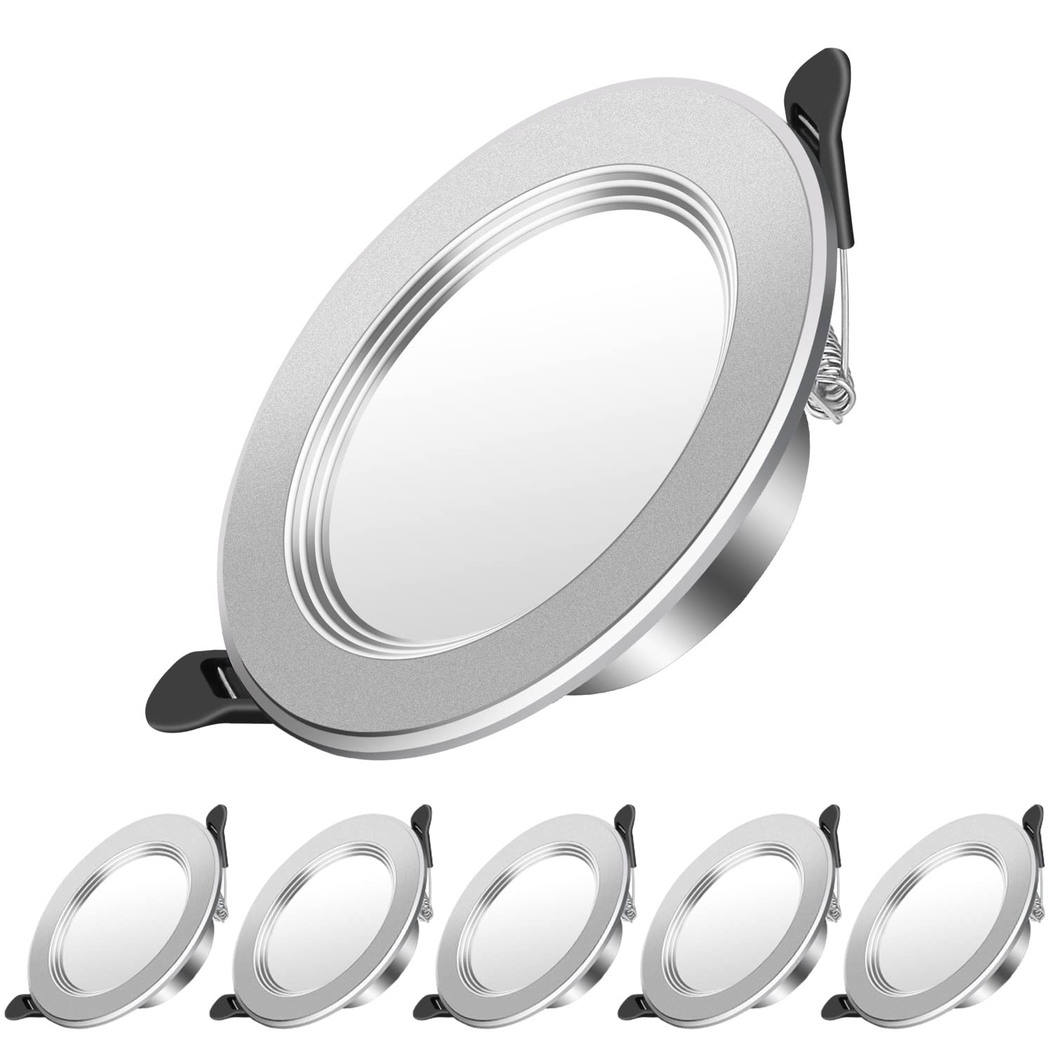 ACELIFE Downlight Led Empotrable Redondo, Foco Empotrable LED de Techo Extraplana, 7 W 700lumen, Equivalente a 70 W Incandescente, 6000K (Blanca Fría), Metal de Aluminio ojos de buey Led, Juego de 6
