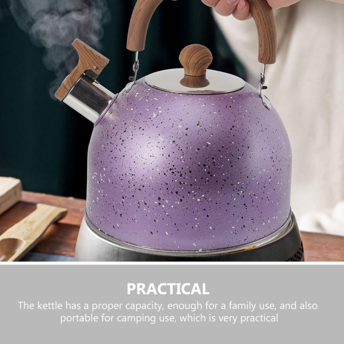 Tetera Silbante de Acero Inoxidable 3 L Púrpura para Cocina