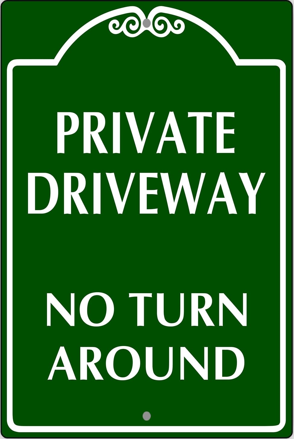 Private Driveway No Turn Around Unique Notice Alert Novelty Metal Sign