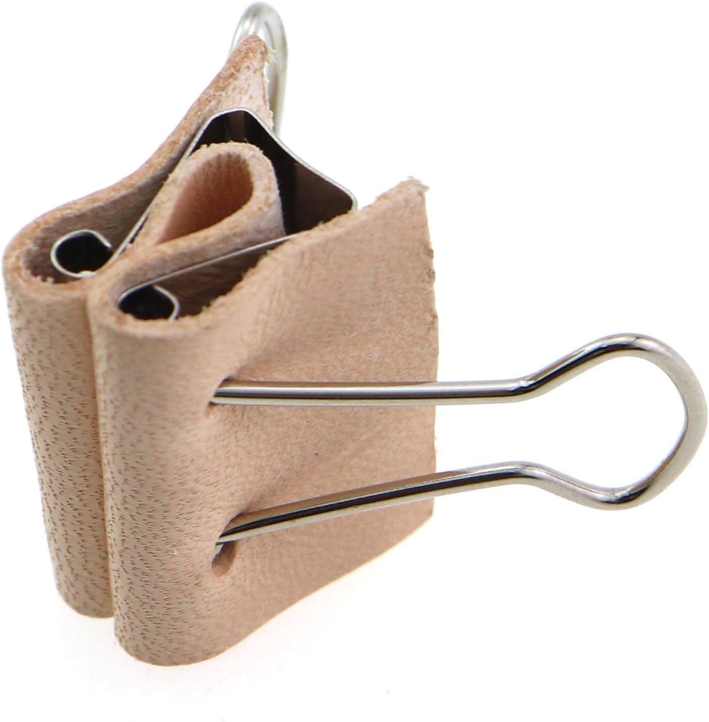 Caishun 8PCS Vegetable Tanned Leather Binding Clip 25mm Loose Leaf Binder Leather Craft Accessories Leather Tool Handmade DIY Fixed Clip