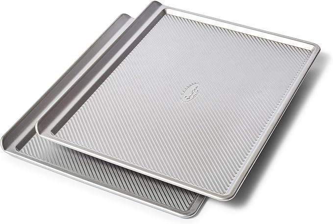 Sur La Table Platinum Pro Half Sheet Cookie Sheet Pan, Set of 2, Silver