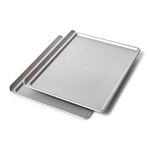Sur La Table Platinum Pro Half Sheet Cookie Sheet Pan, Set of 2, Silver