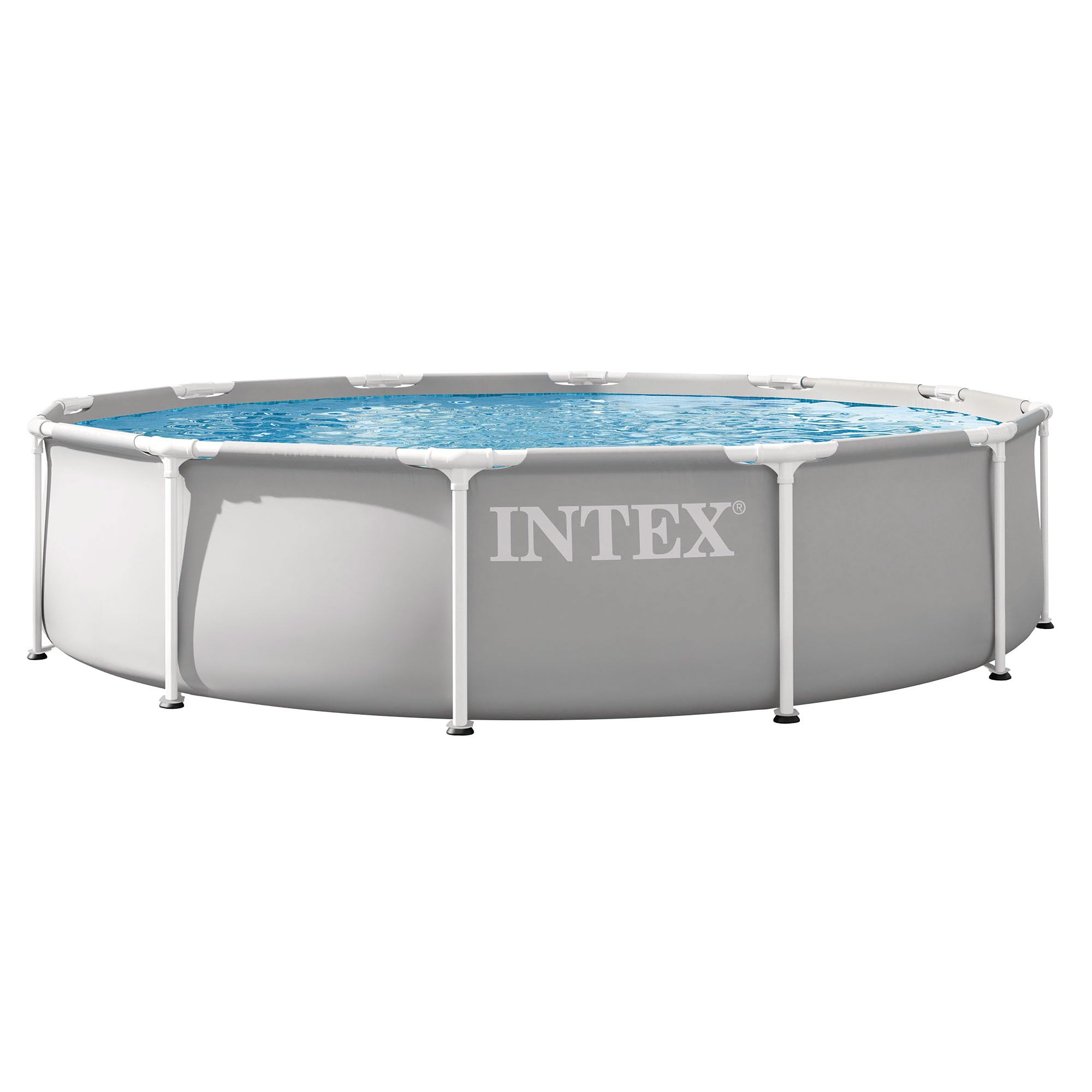 Intex 26710NP – Piscina Fuori Terra Prisma Frame Rotonda, 6503 L, Acciaio e PVC, Grigio, 366x76 cm
