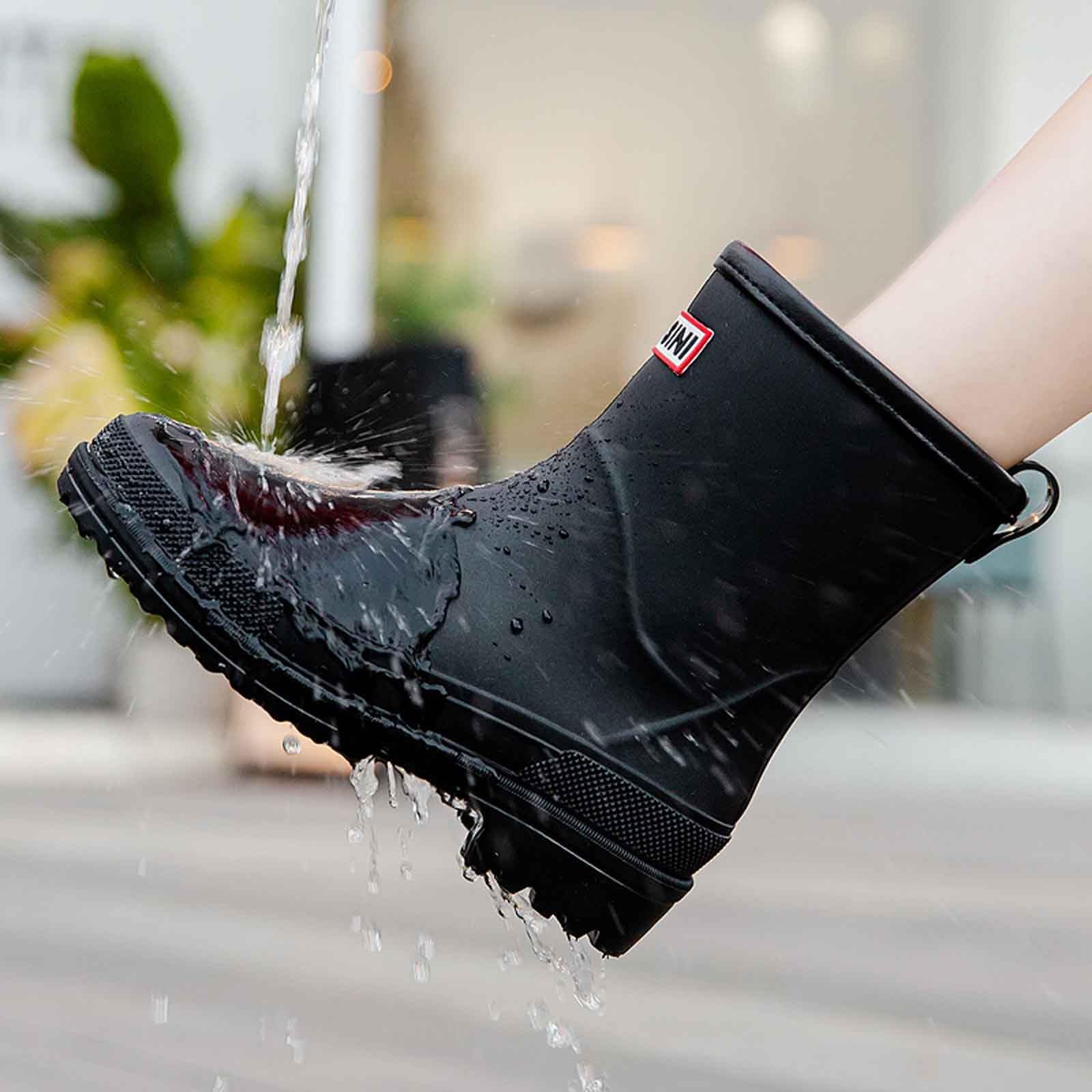 Stivali di Gomma Leggeri da Donna con Robusta Suola Antiscivolo di Gomma con Tacco Basso Antiscivolo Tronchetti Donna Altezza Stivaletti Stivali da Pioggia Leggeri e Resistenti Rain Boots