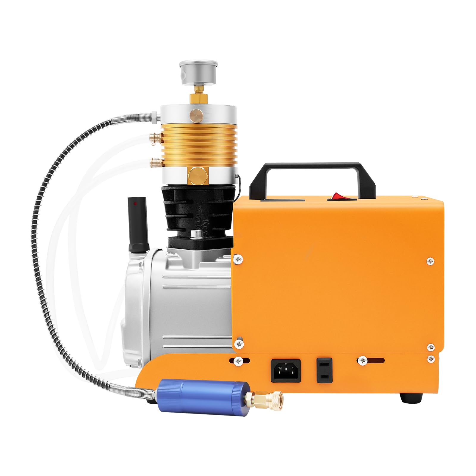 OUKANING Pompa professionale ad alta pressione 1,8 KW 30 MPA 100 l/min, raffreddata ad acqua con manometro per fucili ad aria compressa PCP, industriale, bombole a gas, pneumatici, inclusi pad