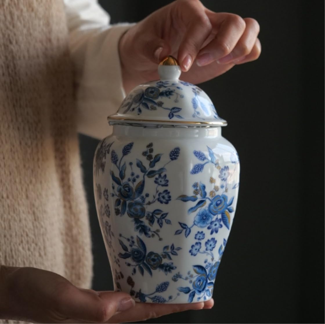 Wazon na imbir, nowoczesny ceramiczny dekoracyjny wazon na kwiaty z pokrywką, porcelanowy słoik na zauszniki do dekoracji stołu
