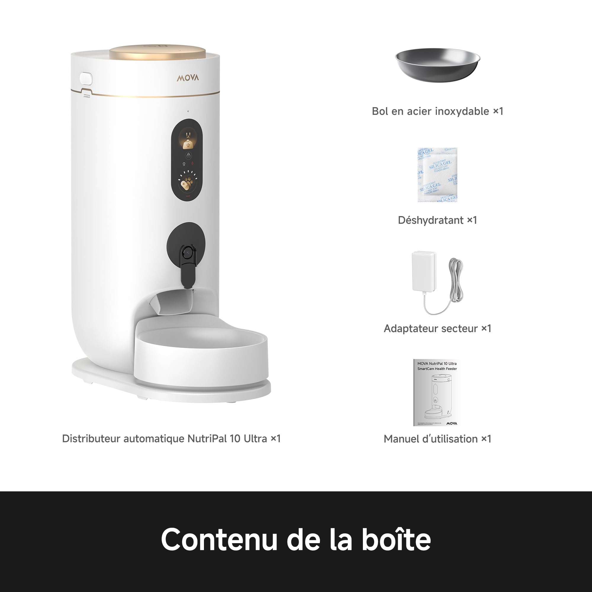 MOVA NutriPal 10 Ultra Distributeur Automatique pour Animaux, 4 Modes | compartiment 7 jours, caméra HD 1080p, écran 4,2″, capacité 4 L jusqu’à 20+ jours, croquettes jusqu’à 12 mm