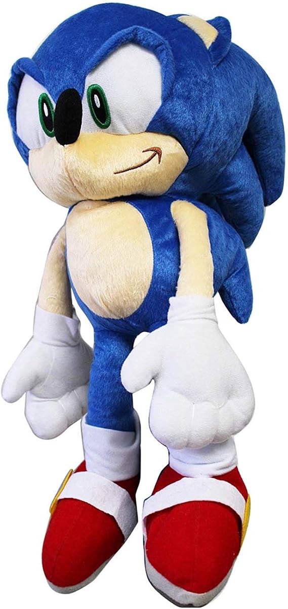 Sonic The Hedgehog Plush Backpack Stuffed Animal Toy with Zipper Open Pocket 18 Tall