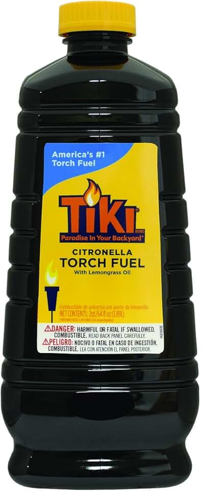 TIKI Citronella Torch Fuel – 1/2 Gallon (64 oz.), Easy Pour, Long-Lasting for Outdoor Torches & Table Torches, with Citronella & Lemongrass Oil, for Patio, Garden & Backyard Use