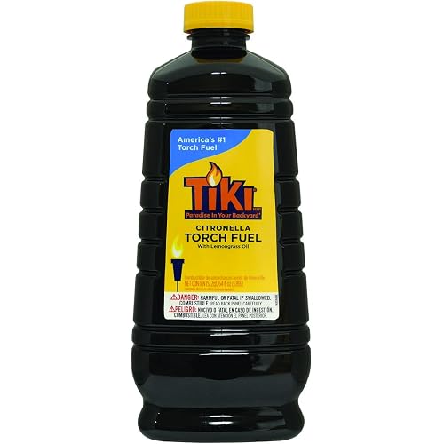 TIKI Citronella Torch Fuel – 1/2 Gallon (64 oz.), Easy Pour, Long-Lasting for Outdoor Torches & Table Torches, with Citronella & Lemongrass Oil, for Patio, Garden & Backyard Use