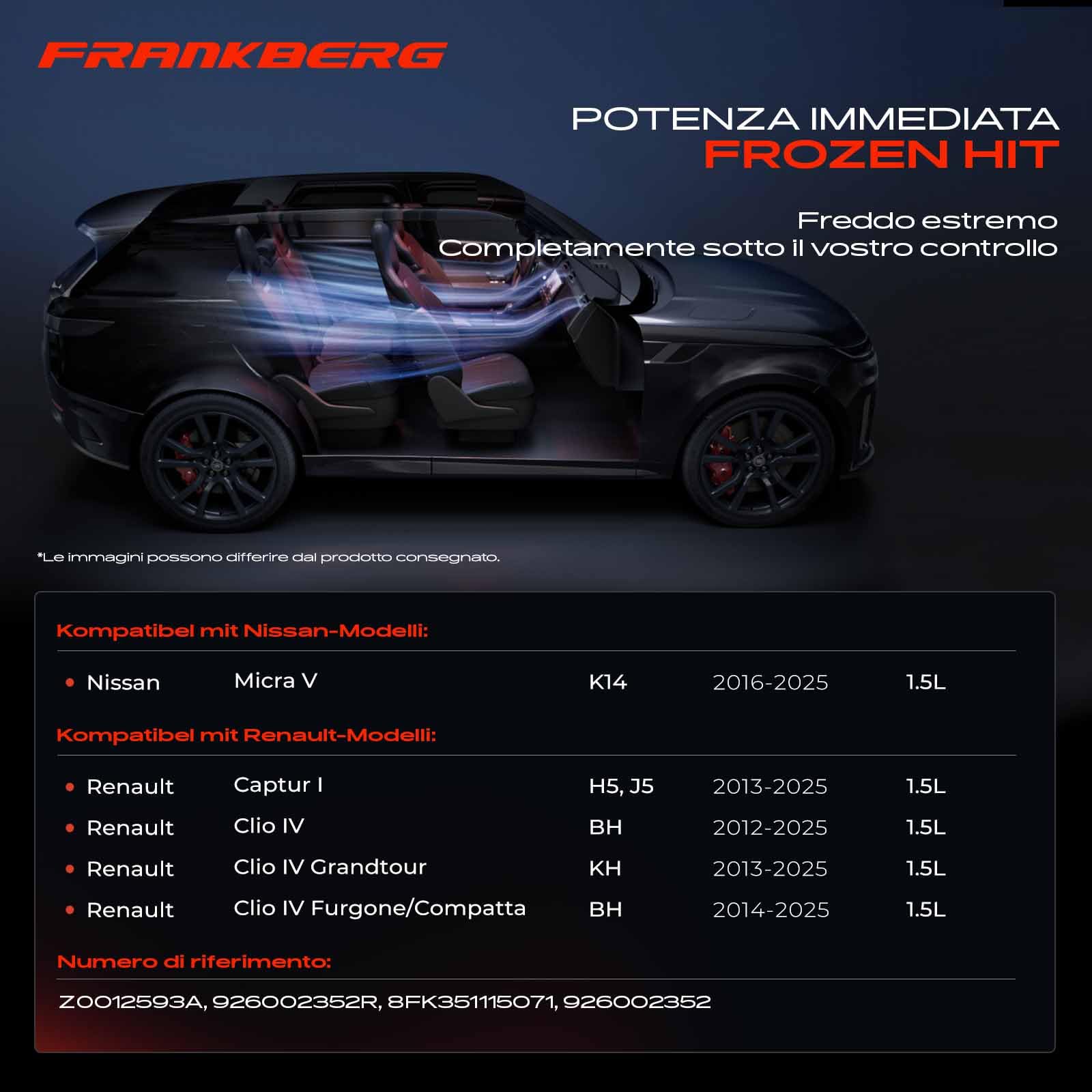 Frankberg Compressore aria condizionata frizione Diesel Compatibile Micra V K14 Clio IV BH Grandtour KH 8FK351115071 olio preconfezionato