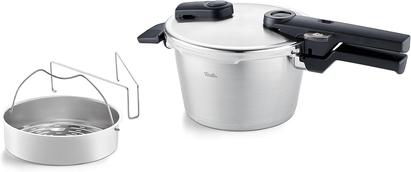 Fissler Vitaquick Premium/Pressure Cooker (2.5 L Diameter 18 cm) with Insert Stainless Steel Pressure Cooker 2 Cooking Levels Made in Germany Induction