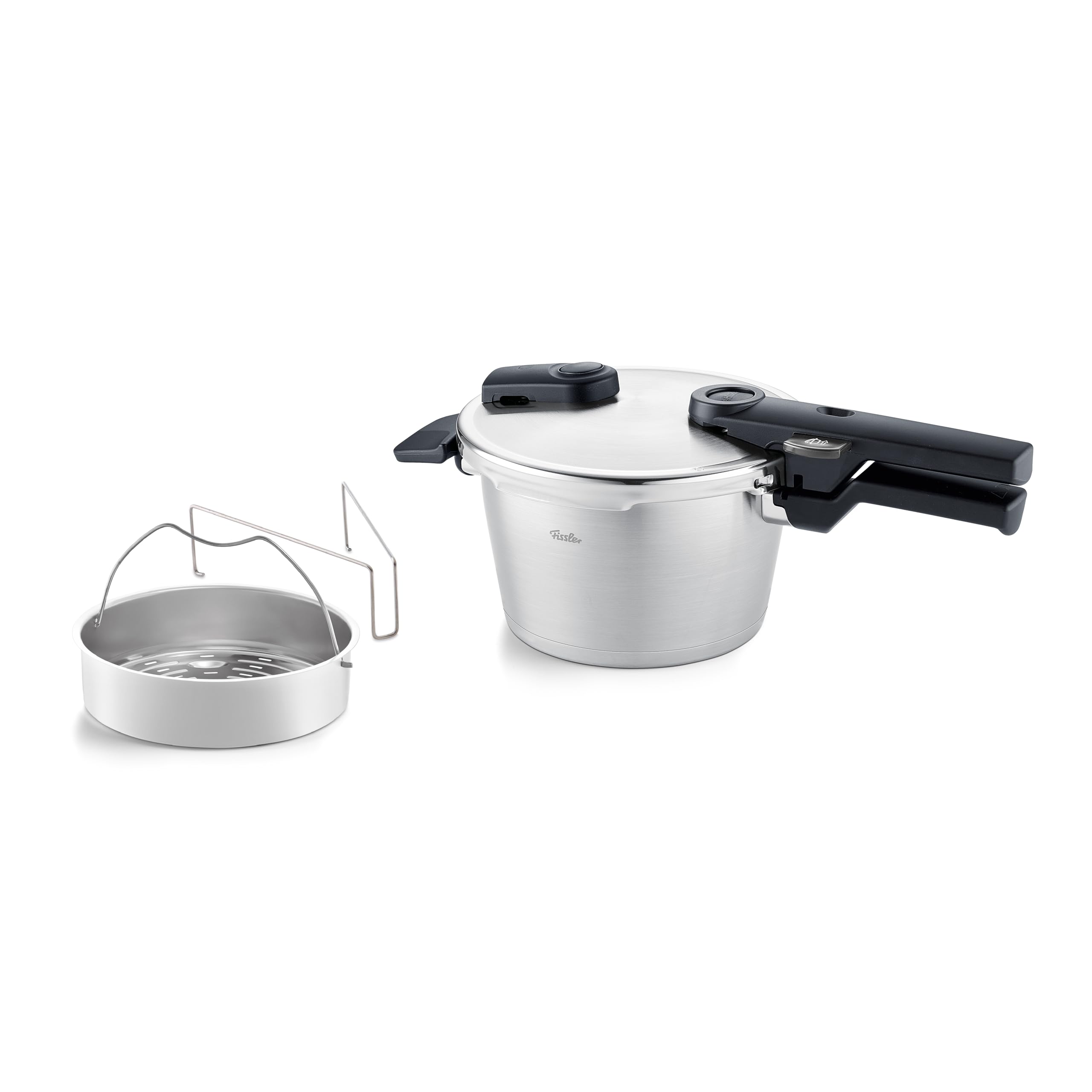 Fissler Vitaquick Premium/Schnellkochtopf (2,5 L, Ø 18 cm) m. Einsatz, Edelstahl-Dampfkochtopf, 2-Garstufen, Made in Germany - Induktion