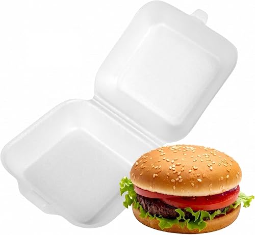 S-6 Burger box white (125PK) | 125 Pack, Takeaway Use, White Colour